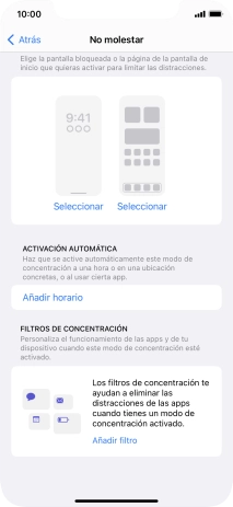 Pulsa Añadir horario y sigue las indicaciones de la pantalla para seleccionar los ajustes de la activación automática de No molestar.