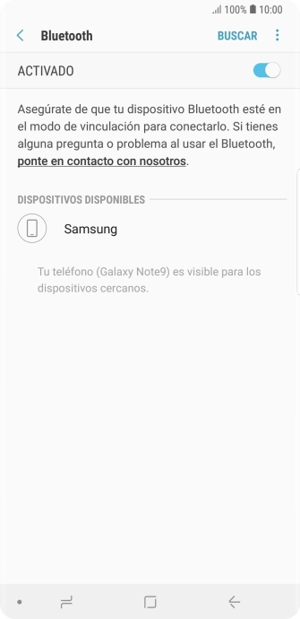 Pulsa el dispositivo Bluetooth deseado y sigue las indicaciones de la pantalla para vincular el dispositivo al teléfono.