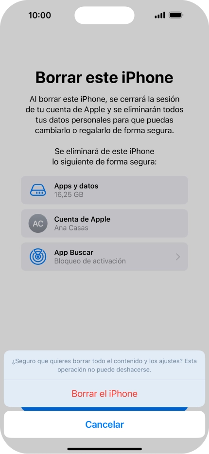 Pulsa Borrar el iPhone.