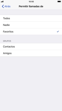 Pulsa el ajuste deseado para seleccionar qué contactos te pueden llamar cuando la función de 