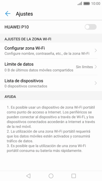 Pulsa Configurar zona Wi-Fi.