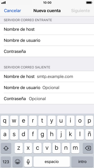 Pulsa Nombre de host e introduce smtp.vodafone.es.