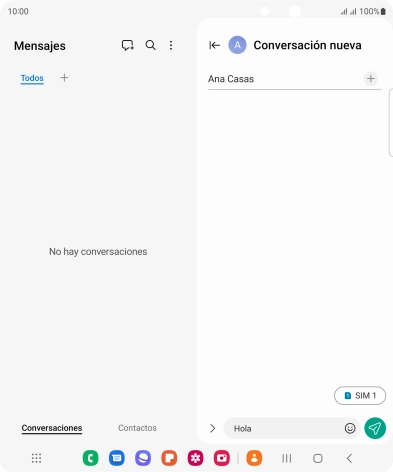 Pulsa el icono de envío cuando termines de escribir el mensaje corto.
