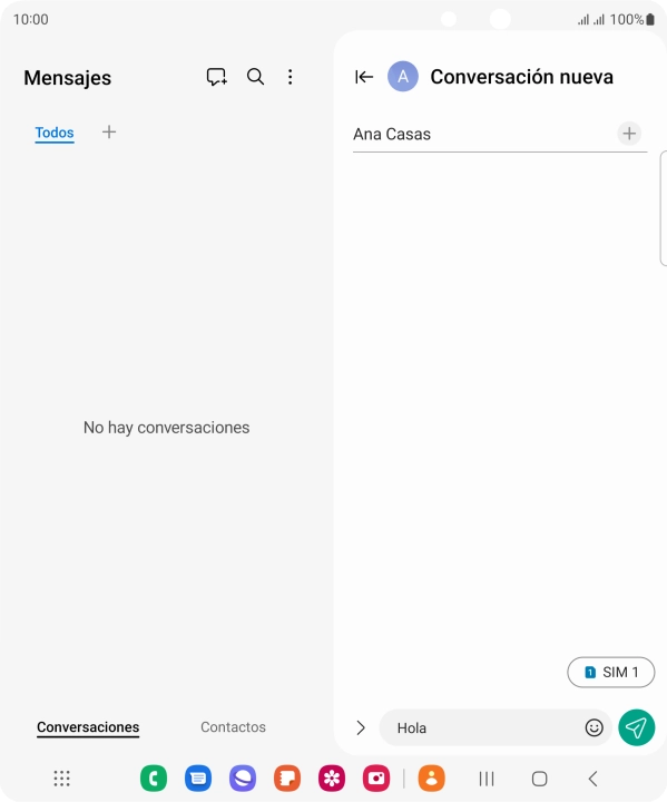 Pulsa el icono de envío cuando termines de escribir el mensaje corto.