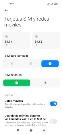 Pulsa la tarjeta SIM deseada.