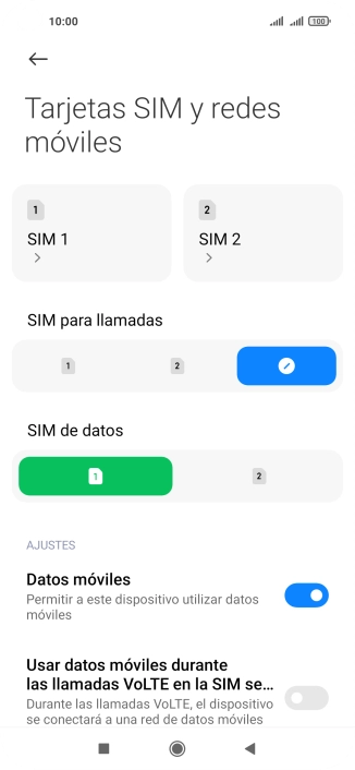 Pulsa la tarjeta SIM deseada.