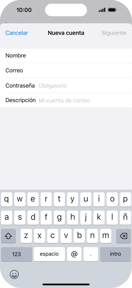 Pulsa Contraseña e introduce la contraseña de tu cuenta de correo electrónico.