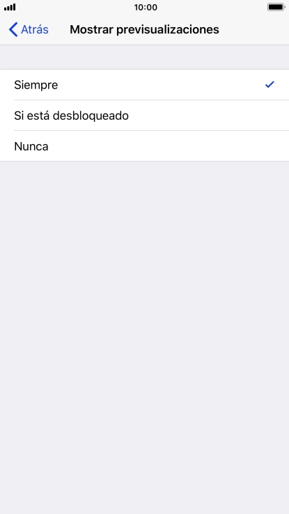 Para seleccionar la vista previa de las notificaciones en la pantalla de bloqueo, pulsa Siempre.