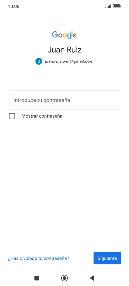 Pulsa Introduce tu contraseña e introduce la contraseña de tu cuenta de Google.