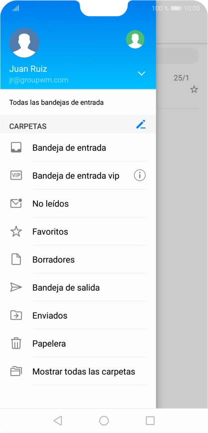 Pulsa la lista desplegable de las cuentas de correo electrónico. Pulsa la lista desplegable de las cuentas de correo electrónico.