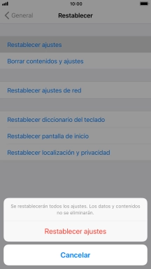 Pulsa Restablecer ajustes.