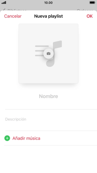 Pulsa en el campo de escritura e introduce el nombre de la lista de reproducción.