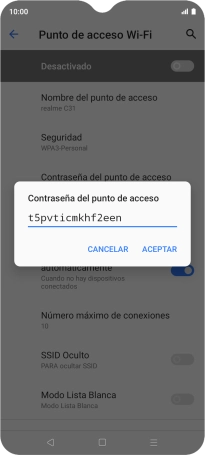 Introduce la contraseña deseada y pulsa ACEPTAR.