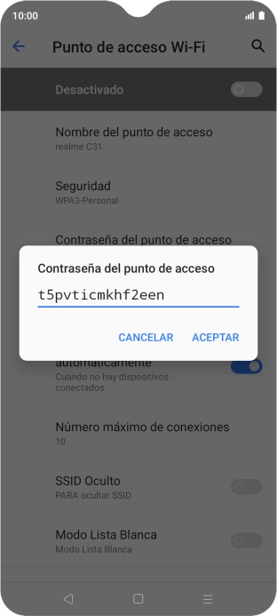 Introduce la contraseña deseada y pulsa ACEPTAR.