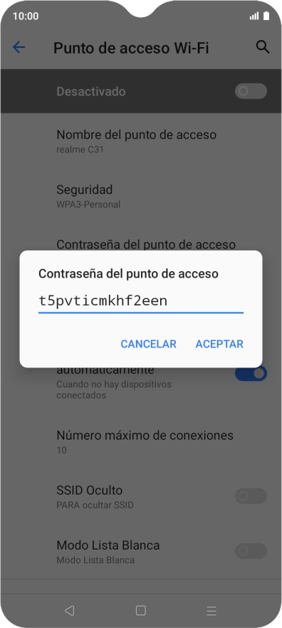 Introduce la contraseña deseada y pulsa ACEPTAR.