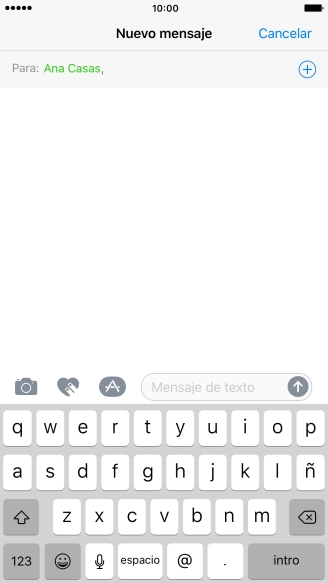 Pulsa en el campo de escritura  y escribe el texto del mensaje corto.