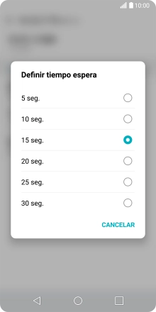 Si desvías las llamadas perdidas, tendrás que seleccionar un retardo para el desvío. Pulsa la opción deseada para seleccionar el retardo del desvío de llamadas.