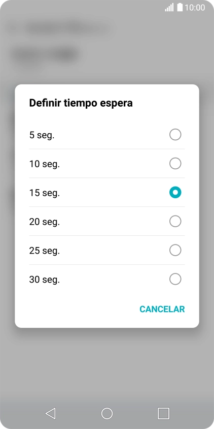 Si desvías las llamadas perdidas, tendrás que seleccionar un retardo para el desvío. Pulsa la opción deseada para seleccionar el retardo del desvío de llamadas.