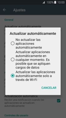 Pulsa No actualizar las aplicaciones automáticamente para desactivar la función.
