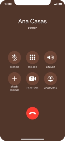 Pulsa el icono de finalizar llamadas para colgar.