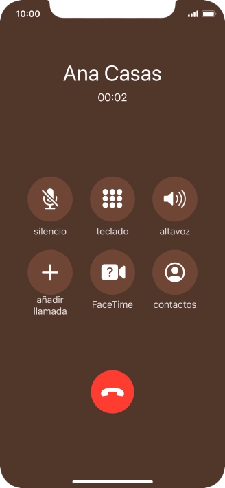 Pulsa el icono de finalizar llamadas para colgar.