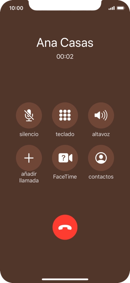 Pulsa el icono de finalizar llamadas para colgar.
