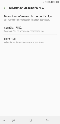 Pulsa Desactivar números de marcación fija.