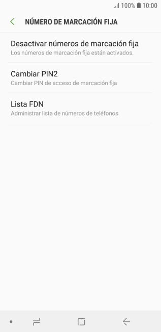 Pulsa Desactivar números de marcación fija.