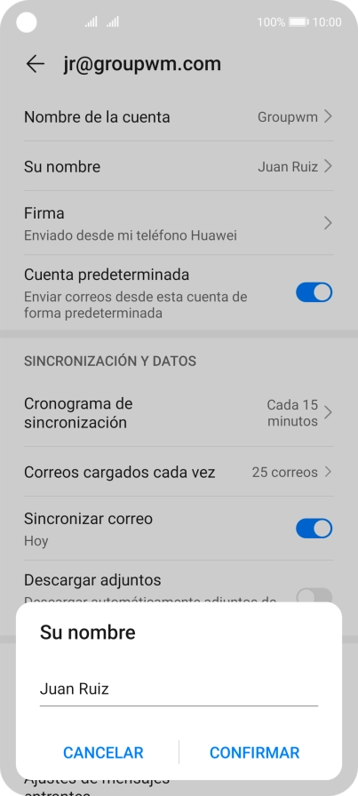 Introduce el nombre deseado y pulsa CONFIRMAR.