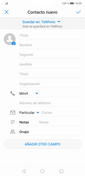 Pulsa Nombre e introduce el nombre deseado.