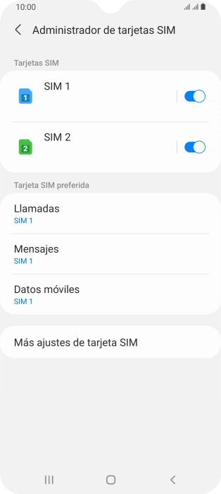Pulsa la tarjeta SIM deseada.