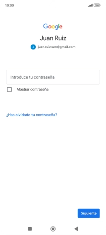 Pulsa Introduce tu contraseña e introduce la contraseña de tu cuenta de Google.