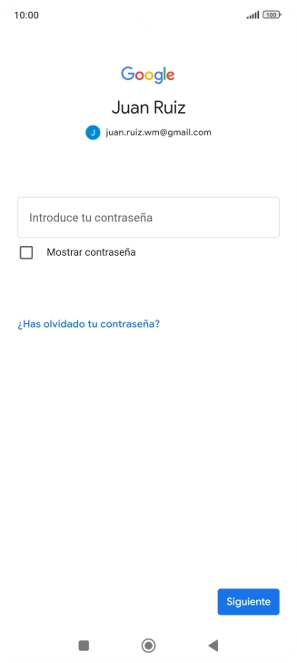 Pulsa Introduce tu contraseña e introduce la contraseña de tu cuenta de Google.
