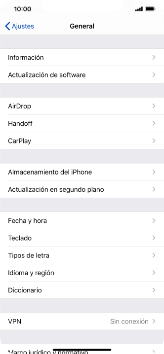 Pulsa Actualización de software. Si hay una versión de software nueva disponible, aparecerá ahora en la pantalla. Sigue las indicaciones de la pantalla para actualizar el software del teléfono.