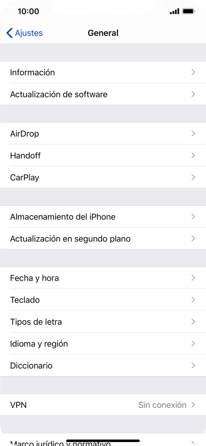 Pulsa Actualización de software. Si hay una versión de software nueva disponible, aparecerá ahora en la pantalla. Sigue las indicaciones de la pantalla para actualizar el software del teléfono.