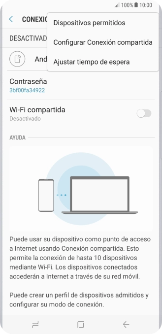 Pulsa Configurar Conexión compartida.