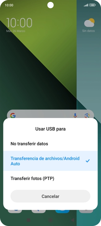Pulsa Transferencia de archivos/Android Auto.