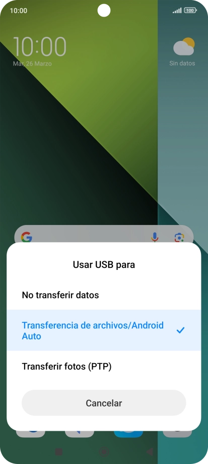 Pulsa Transferencia de archivos/Android Auto.
