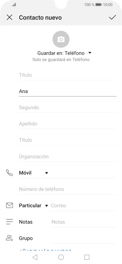 Pulsa Apellido e introduce el apellido.