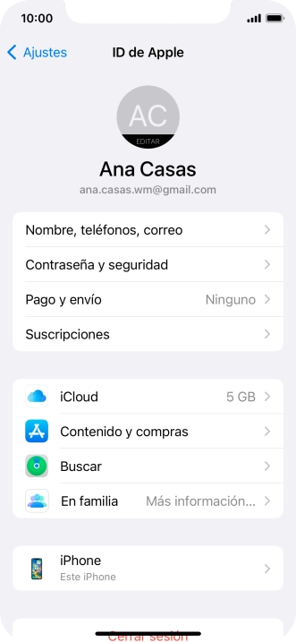 Desliza el dedo hacia arriba desde la parte inferior de la pantalla para terminar y volver a la pantalla de inicio.