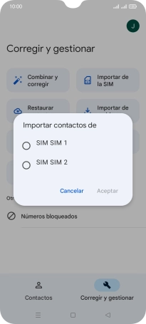 Pulsa la tarjeta SIM deseada.
