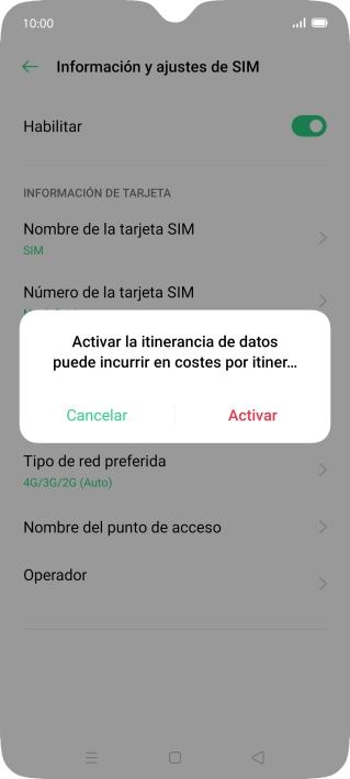 Si activas la función, pulsa Activar.