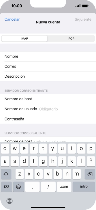Pulsa Nombre de usuario e introduce el nombre de usuario de tu cuenta de correo electrónico.