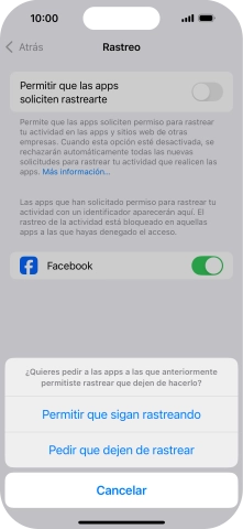 Si desactivas la función, pulsa el ajuste deseado.
