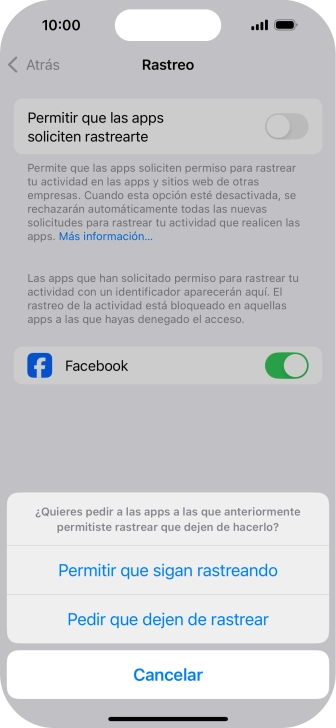 Si desactivas la función, pulsa el ajuste deseado.