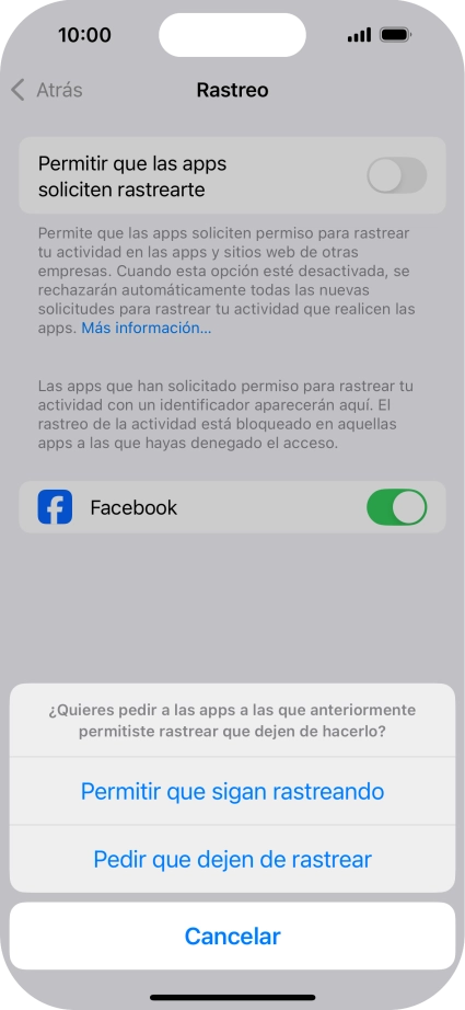Si desactivas la función, pulsa el ajuste deseado.