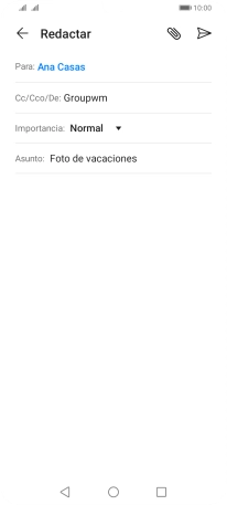 Pulsa en el campo de escritura  y escribe el texto del correo electrónico.