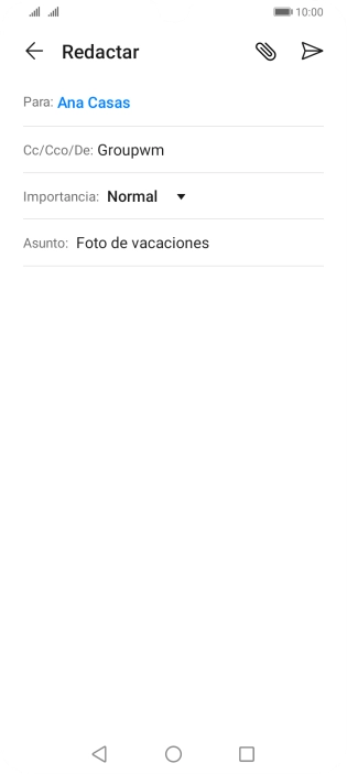 Pulsa en el campo de escritura  y escribe el texto del correo electrónico.