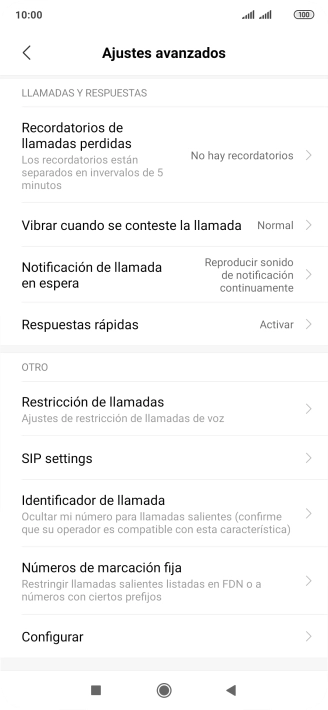 Pulsa Números de marcación fija.