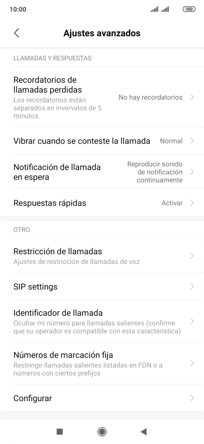 Pulsa Números de marcación fija.